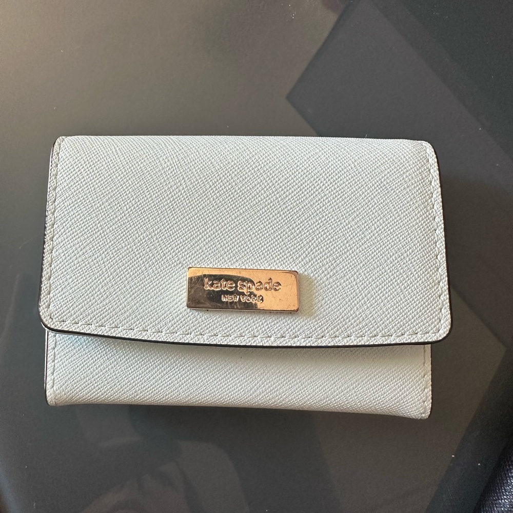 Kate Spade Light Blue Wallet with Gold Accent